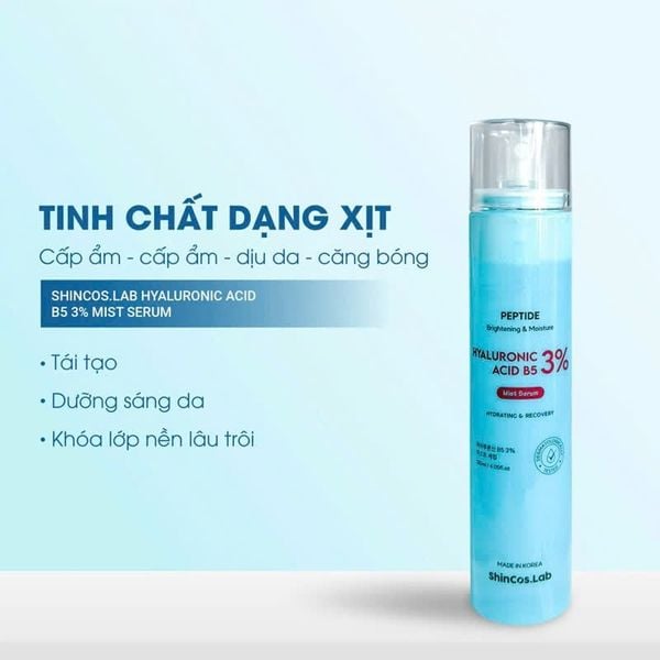 Tinh Chất Dạng Xịt ShinCos.Lab Hyaluronic Acid B5 3% Mist Serum 120ml