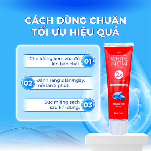 Kem Đánh Răng Perioe White Now Hương Bạc Hà Tuýp 120G Tặng Kem Đánh Răng Capitano Cho Bé 3+ Hương Dâu 75ml