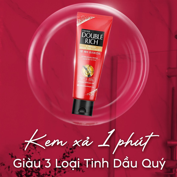Combo 2 Kem Xả Double Rich Giúp Tóc Chắc Khỏe 1 Minute Hair Treatment 250mlx2