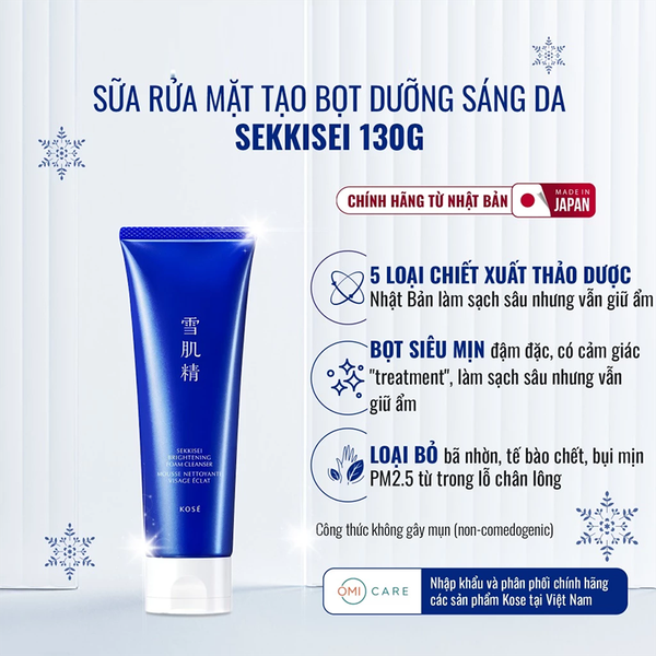 Sữa Rửa Mặt Tạo Bọt Sáng Da Sekkisei Brightening Foam Cleanser 125ml
