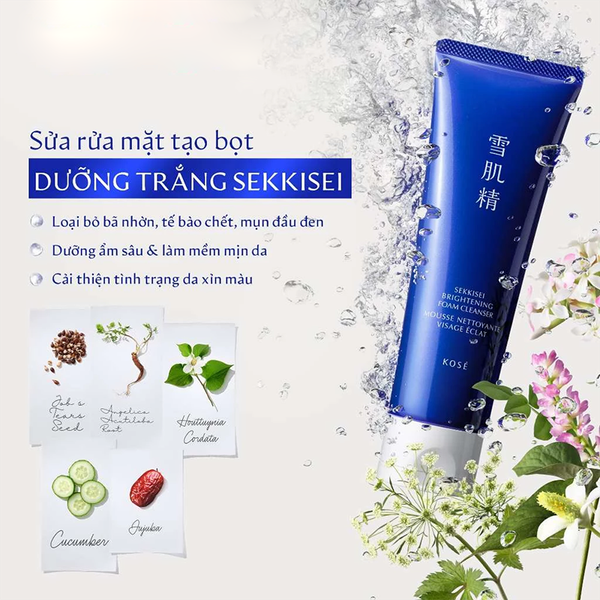 Sữa Rửa Mặt Tạo Bọt Sáng Da Sekkisei Brightening Foam Cleanser 125ml