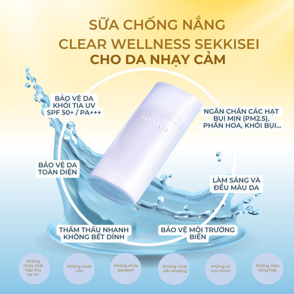 Sữa Chống Nắng Dịu Nhẹ Bảo Vệ Da Khỏi Tia UV Sekkisei Clear Wellness UV Sunscreen Mild Milk 50ml