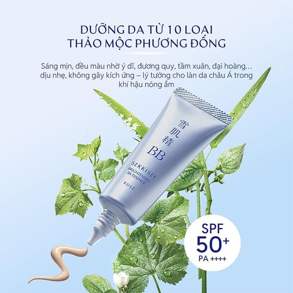 Kem Nền Trang Điểm Dưỡng Sáng Da Kose Sekkisei Brightening BB Essence 26ml ( 01 tone sáng)