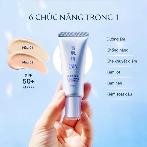 Kem Nền Trang Điểm Dưỡng Sáng Da Kose Sekkisei Brightening BB Essence 26ml ( 01 tone sáng)
