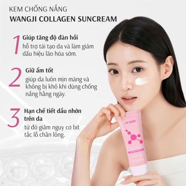 Kem Chống Nắng Nâng Tone,Trắng Da Hàn Quốc Wangji Collagen Sun Cream SPF 50+ PA ++++ 60ml