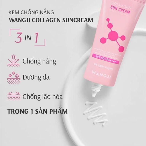 Combo 2 Kem Chống Nắng Nâng Tone,Trắng Da Hàn Quốc Wangji Collagen Sun Cream SPF 50+ PA ++++ 60mlx2