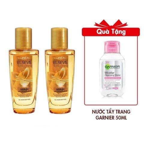 Combo 2 Dầu Dưỡng Tóc L'Oreal Tinh Dầu Hoa Tự Nhiên 30mlx2 Tặng Nước Tẩy Trang Cho Da Nhạy Cảm Garnier Micellar Cleansing Water For Sensitive Skin 50ml