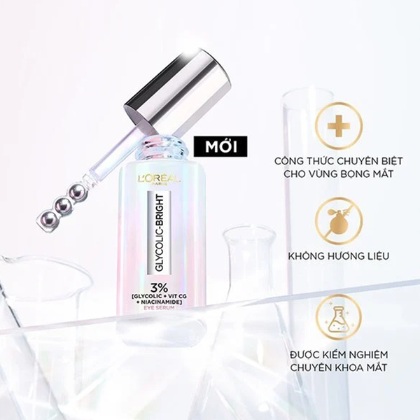 (HSD: 9/2026) Tinh Chất Dưỡng Sáng Giảm Quầng Thâm Vùng Mắt Loreal Paris Glycolic Bright Dark Circle Eye Serum 20ml