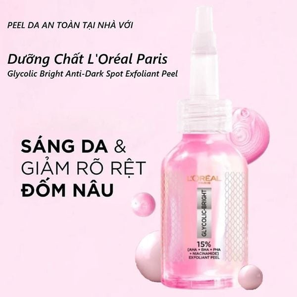 Tinh Chất Peel Da, Tẩy Da Chết L'Oreal Paris Glycolic Bright Anti Dark Spot Exfoliant Peel 25ml