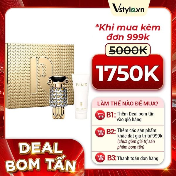 (HSD: 12/2026) Bộ Nước Hoa Nữ Paco Rabanne Fame EDP 80ml + Body Lotion 100ml (DEAL BOM TẤN 999K)