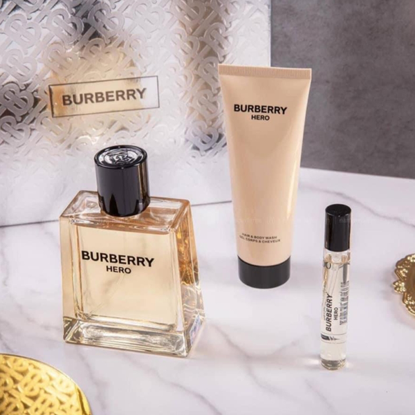 Bộ Quà Tặng Nước Hoa Nam Burberry Hero EDT 3pcs 100ml - Shower Gel 75ml - Mini 10ml