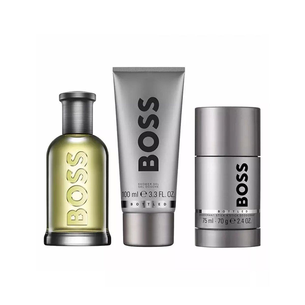 Bộ Quà Tặng Nước Hoa Nam Hugo Boss Men's Bottled EDT 3pcs (Nước hoa 100ml - Shower Gel 100ml - Deodorant Stick 75ml)