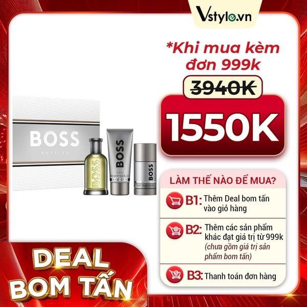 Bộ Quà Tặng Nước Hoa Nam Hugo Boss Men's Bottled EDT 3pcs (Nước hoa 100ml - Shower Gel 100ml - Deodorant Stick 75ml) (DEAL BOM TẤN 999K)