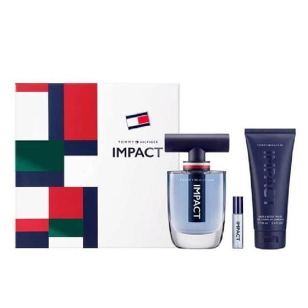 (HSD: 10/2027) Bộ Qùa Tặng Nước Hoa Nam Tommy Hilfiger Impact EDT 100ml + Mini 4ml + Body Wash 100ml (DEAL BOM TẤN 999K)
