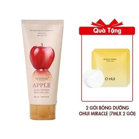 Tẩy Tế Bào Chết Da Mặt Se Khít Lỗ Chân Lông WHISIS Apple Pore Refine Peeling Gel 120ml Tặng 2 Gói Bông Dưỡng Ohui Miracle Toning Water Pad (7mlx 2 gói)