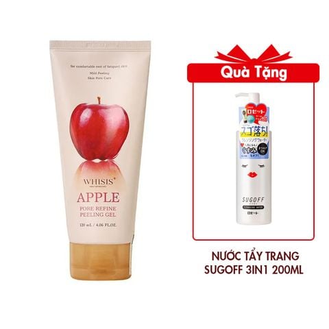 Tẩy Tế Bào Chết Da Mặt Se Khít Lỗ Chân Lông WHISIS Apple Pore Refine Peeling Gel 120ml Tặng Nước Tẩy Trang Sạch Sâu Sugoff 3in1 Cleansing Water 200ml