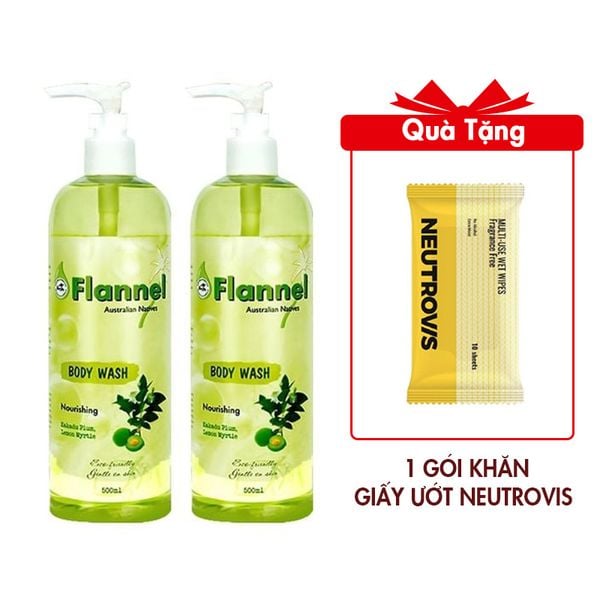 Combo 2 Sữa Tắm Dưỡng Thể Flannel Hương Mận Kakadu & Chanh Sim 500mlx2