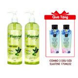 Combo 2 Sữa Tắm Dưỡng Thể Flannel Hương Mận Kakadu & Chanh Sim 500mlx2 Tặng Combo 2 Dầu Gội Elastine Hương Nước Hoa Pure Breeze 170mlx2