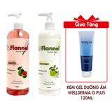 Combo Dầu Gội Và Dầu Xả Flannel Chiết Xuất Bưởi Hồng Ngăn Rụng Tóc, Giảm Gãy Rụng Giúp Tóc Chắc Khoẻ Bóng Mượt 500mlx2 Tặng Gel Dưỡng Ẩm Wellderma G Plus Mils Acis Ance Gel Cleanser 120ml