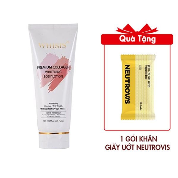 (HSD: 4/2026) Kem Dưỡng Thể Trắng Da Chống Nắng WHISIS Premium Collagen Whitening Body Lotion 200ml