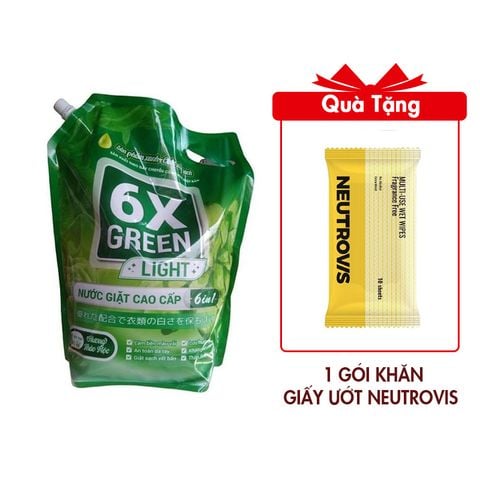 Nước giặt 6x Green Light Hương Thảo Mộc Tích Hợp 2 Trong 1 Làm Sạch 3200ml