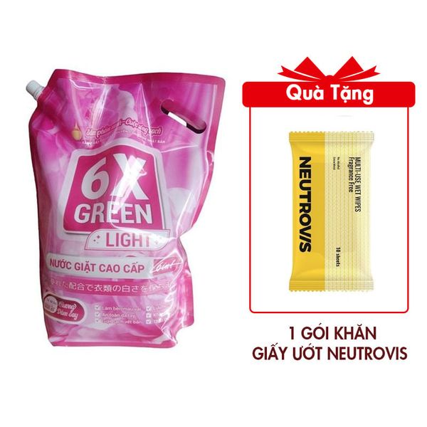 Nước giặt 6x Green Light Hương Đắm Say Tích Hợp 2 Trong 1 Làm Sạch 3200ml