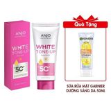 (HSD: 6/2026) Kem Dưỡng Thể Trắng Da Toàn Thân Nâng Tone Tức Thì Anjo White Tone-Up Body Lotion Spf50+ Pa+++ 180Ml Tặng Sữa Rửa Mặt Garnier Tạo Bọt Hỗ Trợ Dưỡng Sáng Da Light Complete Brightening Whip Foam 50ml
