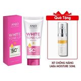 (HSD: 6/2026) Kem Dưỡng Thể Trắng Da Toàn Thân Nâng Tone Tức Thì Anjo White Tone-Up Body Lotion Spf50+ Pa+++ 180Ml Tặng Xịt Chống Nắng Lara Moisture UV SUN chai 50ml