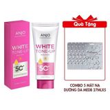 (HSD: 6/2026) Kem Dưỡng Thể Trắng Da Toàn Thân Nâng Tone Tức Thì Anjo White Tone-Up Body Lotion Spf50+ Pa+++ 180Ml Tặng Combo 5 Mặt Nạ Dưỡng Da MedB Hàn Quốc Collagen 27mlx5