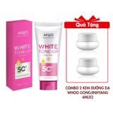 (HSD: 6/2026) Kem Dưỡng Thể Trắng Da Toàn Thân Nâng Tone Tức Thì Anjo White Tone-Up Body Lotion Spf50+ Pa+++ 180Ml Tặng Combo 2 Kem Dưỡng Da Whoo Seol Radiant White Moisture Cream 4mlx2
