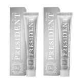 (HSD: 11/2026) Combo 2 Kem Đánh Răng Trắng Sáng, Giảm Mảng Bám Thơm Miệng Toothpaste President White (100 RDA) 75gx2