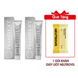 (HSD: 11/2026) Combo 2 Kem Đánh Răng Trắng Sáng, Giảm Mảng Bám Thơm Miệng Toothpaste President White (100 RDA) 75gx2