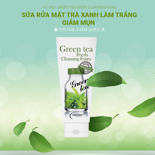 Sữa Rửa Mặt Trà Xanh Làm Trắng, Giảm Mụn Holikey Green Tea Fresh Cleansing Foam 100ml