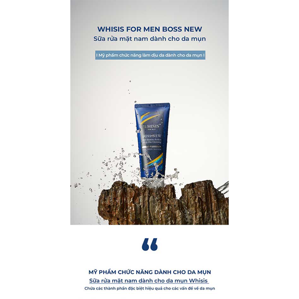 (HSD: 3/2027) Combo 2 Sữa Rửa Mặt Nam Dành Cho Da Mụn Whisis For Men Boss New Blue Homme Perfect All-in-One Cleansing 150mlx2