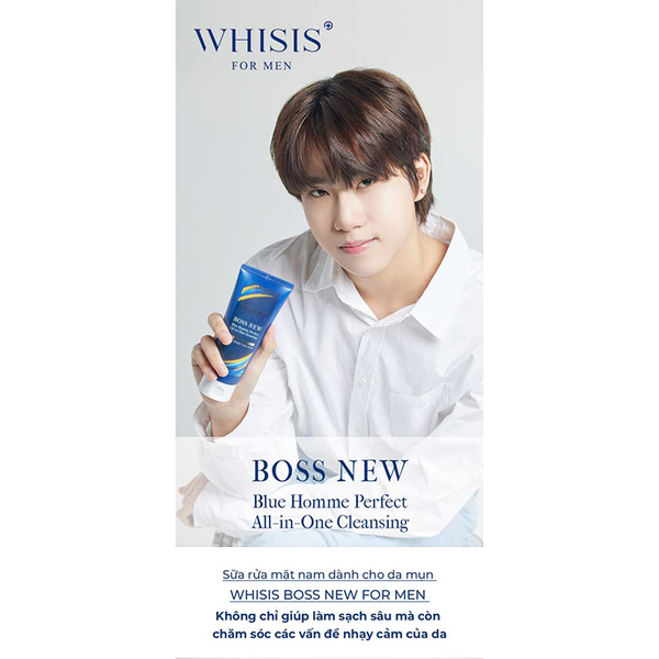 (HSD: 3/2027) Sữa Rửa Mặt Nam Dành Cho Da Mụn Whisis For Men Boss New Blue Homme Perfect All-in-One Cleansing 150ml
