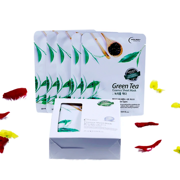 (HSD: 4/2027) Hộp Mặt Nạ Holikey Dưỡng Ẩm Và Ngăn Ngừa Mụn Chiết Xuất Trà Xanh 25ml (Hộp 10 miếng)