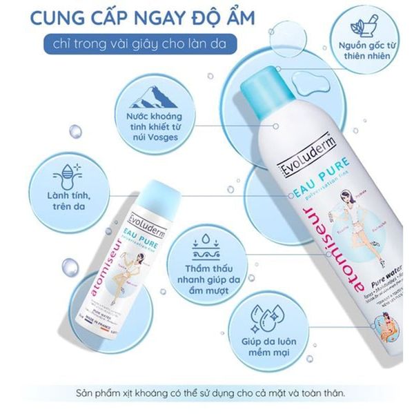 Xịt Khoáng Evoluderm Cấp Ẩm, Dịu Da Mini 50ml