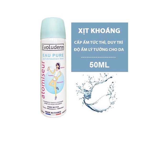 Xịt Khoáng Evoluderm Cấp Ẩm, Dịu Da Mini 50ml