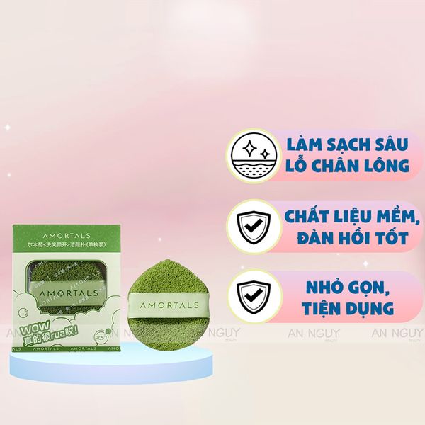 Set 3 Bông Rửa Mặt Bọt Biển Amortals Hình Giọt Nước Smile Face Washing Puff Dùng Để Làm Sạch