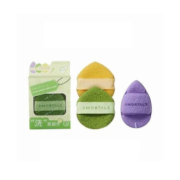 Set 3 Bông Rửa Mặt Bọt Biển Amortals Hình Giọt Nước Smile Face Washing Puff Dùng Để Làm Sạch