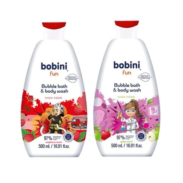 f188 vip Gel Tắm Trẻ Em Tạo Bọt Bobini Fun Mềm Mịn Cho Bé Từ 1 Tuổi Hương Táo 500ml Và Hương Mâm Xôi 500ml