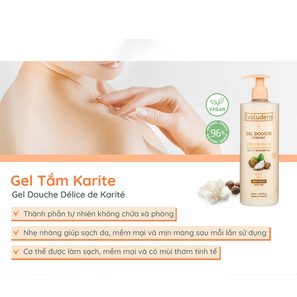 Combo 2 Sữa Tắm Giúp Dưỡng Ẩm Chuyên Sâu Và Làm Mềm Mượt Da Evoluderm Gel Douche Fondant 500mlx2