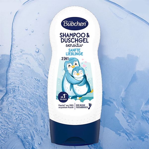 (HSD: 9/2026) Sữa Tắm Gội Thuần Chay Cho Bé Dành Cho Da Nhạy Cảm Bubchen Sanfte Lieblinge 230ml Màu trắng Cánh cụt