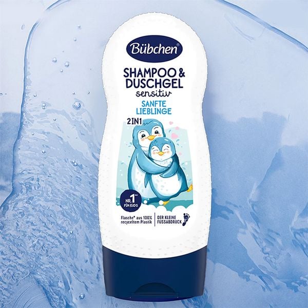 (HSD: 9/2026) Combo 2 Sữa Tắm Gội Thuần Chay Dành Cho Da Nhạy Cảm Bubchen Sanfte Lieblinge 230mlx2 Màu trắng Cánh cụt