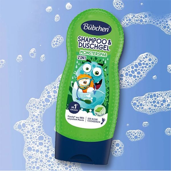 (HSD: 7/2026) Combo 2 Sữa Tắm Gội Cho Bé Thuần Chay Hương Gỗ Bubchen Himbeerspaß 230mlx2 Màu xanh lá cây Monster