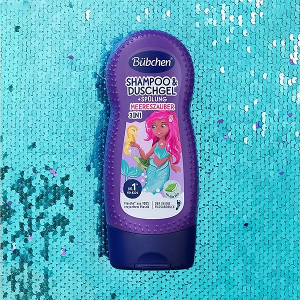 (HSD: 9/2026) Sữa Tắm-Gội-Xả Cho Bé Thuần Chay 3in1 Bubchen Meereszauber 230ml Màu Tím Tiên cá