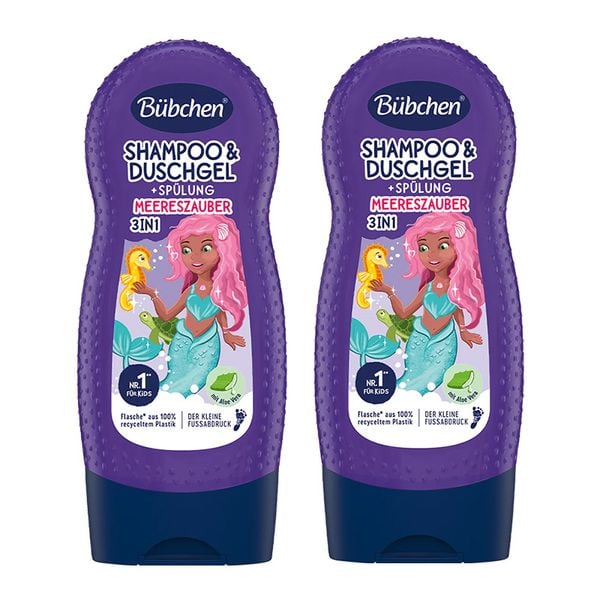 (HSD: 9/2026) Combo 2 Sữa Tắm-Gội-Xả Cho Bé Thuần Chay 3in1 Bubchen Meereszauber 230mlx2 Màu Tím Tiên cá
