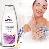 Combo Sữa Tắm 2 Trong 1 Apart Double Care Moisturizing Bath Foam & Shower Hương Hoa Oải Hương, Vani Và Sữa tắm Apart Hương Sữa  & Mật Ong 900mlx2