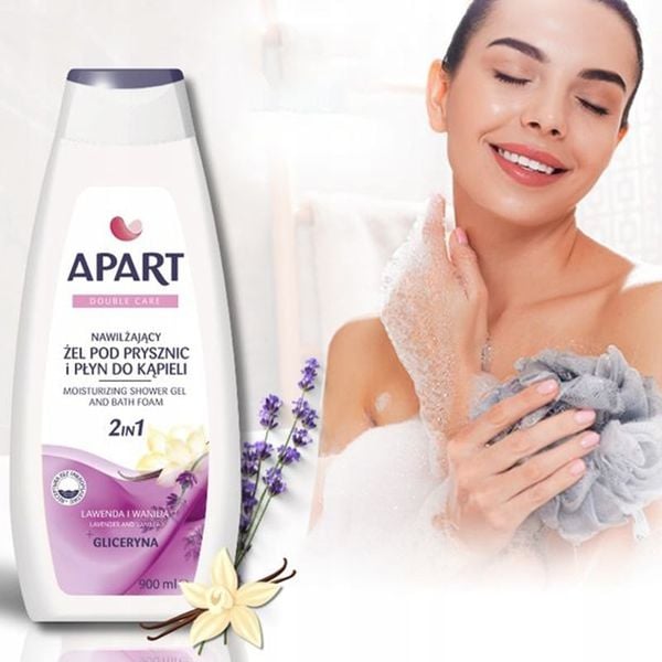 Combo Sữa Tắm 2 Trong 1 Apart Double Care Moisturizing Bath Foam & Shower Hương Hoa Oải Hương, Vani Và Sữa tắm Apart Hương Sữa  & Mật Ong 900mlx2