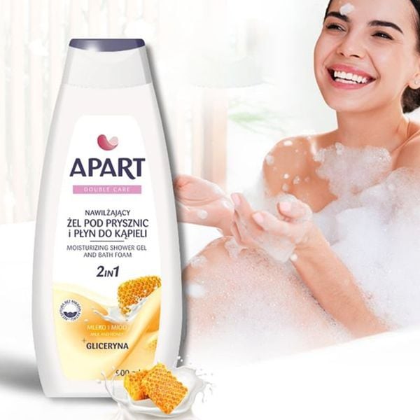 Combo Sữa Tắm 2 Trong 1 Apart Double Care Moisturizing Bath Foam & Shower Hương Hoa Oải Hương, Vani Và Sữa tắm Apart Hương Sữa  & Mật Ong 900mlx2
